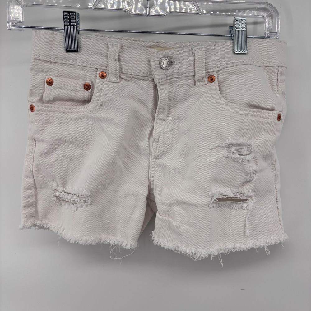 Levis Girls Girlfriend Denim Shorts Size 12 Distressed‎ White Frayed Hem